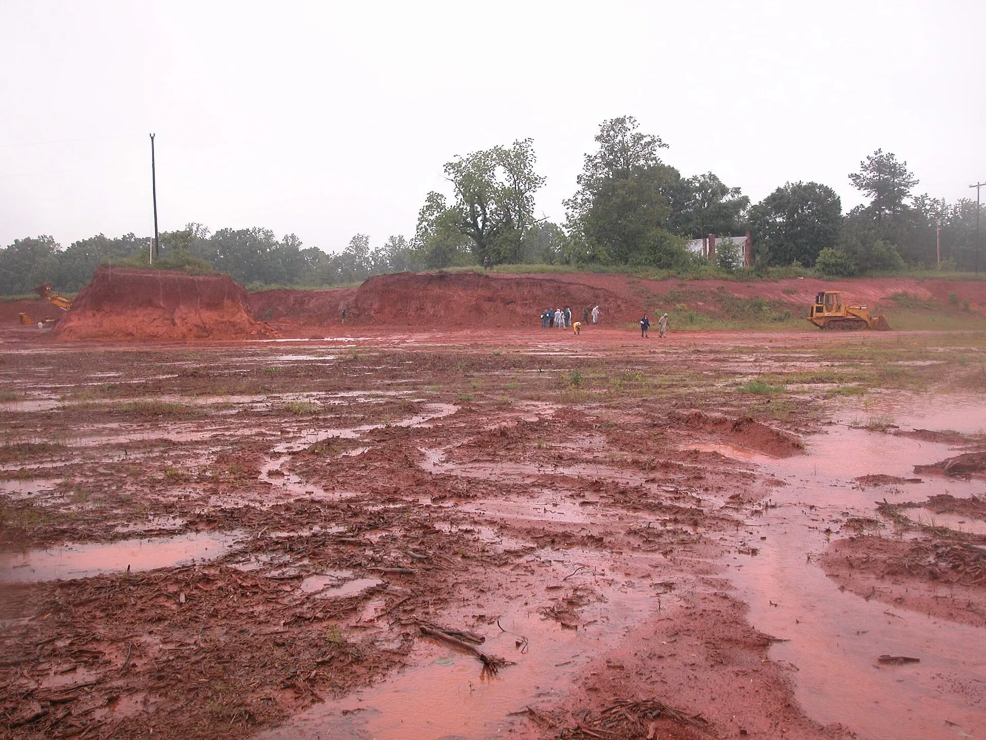 Red clay subsoil in a Piedmont cut bank